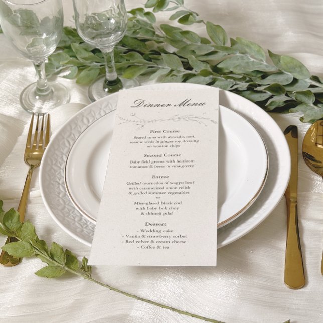 Menu Casamento Botânico Minimalista Russo Elegante (Criador carregado)
