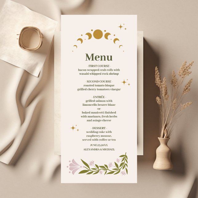 Menu Casamento Botânico Místico Vintage (Criador carregado)