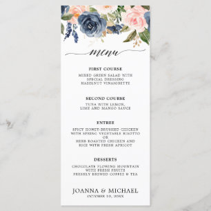 Menu Casamento Botânico Moderno - Florais Rosa-Esbranqu