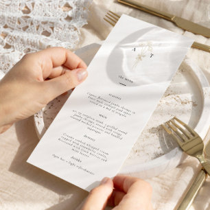 Menu Casamento Botânico Monograma Minimalista