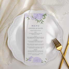 Menu Casamento Botânico Periwinkle Watercolor