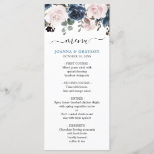 Menu Casamento Botânico Rosa-Cor-de-Rosa-Blush