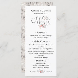 Menu Casamento Botânico Rustic Vintage Wildflower