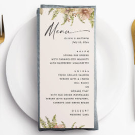 Menu Casamento Botânico Suave Quente Taupe | Folhagem d