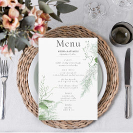 Menu Casamento Branco da Folhagem Verde Rustic Fern