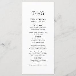 Menu Casamento Branco do Monograma de Script Elegante
