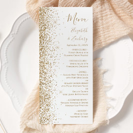 Menu Casamento Branco Dourado moderno com brilho