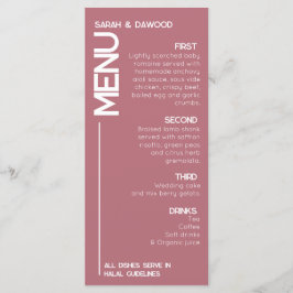 Menu Casamento Branco Dourado Rosa Islâmico Minimalista