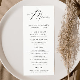 Menu Casamento Branco e Negro da Elegância Moderna