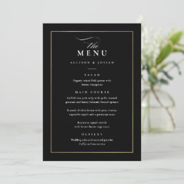 Menu Casamento Branco e Negro Elegante Clássico