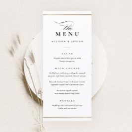 Menu Casamento Branco e Negro Elegante Clássico