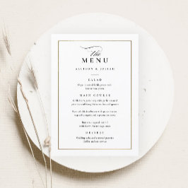 Menu Casamento Branco e Negro Elegante Clássico