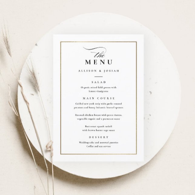 Menu Casamento Branco e Negro Elegante Clássico (Criador carregado)