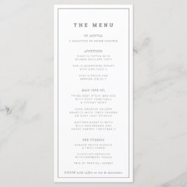Menu Casamento branco mínimo de cinzas ou personalizado