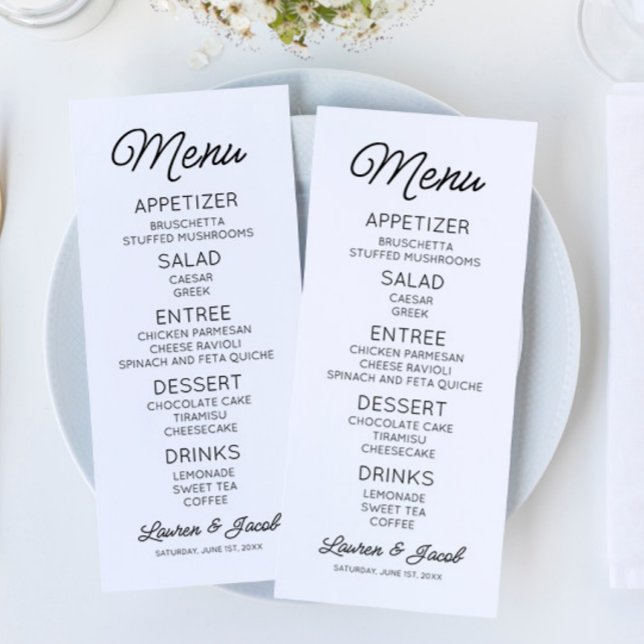 Menu Casamento branco mínimo minimalista moderno (Criador carregado)