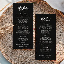 Menu Casamento Branco Negro de Script Contemporâneo Mod