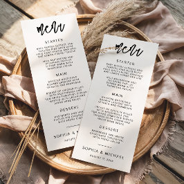 Menu Casamento Branco Negro de Script Contemporâneo Mod