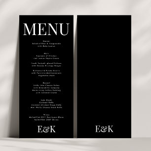Menu Casamento Branco Negro do Monograma Elegante Moder