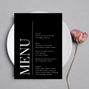 Menu Casamento Branco Negro do Monograma Elegante Moder
