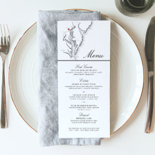 Menu Casamento Branco Negro Elegante do Mapa de Baltimo