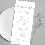 Menu Casamento Branco Neutro Verde Moderno Sage<br><div class="desc">menu fino para corresponder à coleção *se quiser mais opções de papel,  este design pode ser transferido para um programa fino *ou para mais ajuda contacte-me</div>