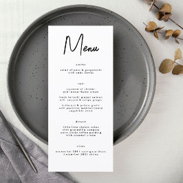 Menu Casamento Branco Preto Personalizado do Na moda Mo