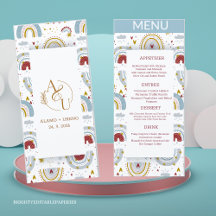 Menu Casamento Bright Boho Terracotta Rainbows