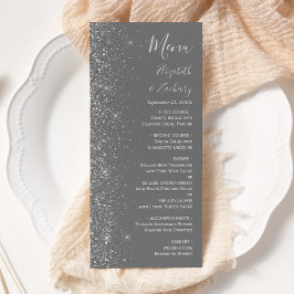 Menu Casamento Brilho Prata Cinza Moderno