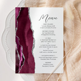 Menu Casamento Burgundy Ágata Roteiro Prata
