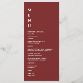 Menu Casamento Burgundy Minimalista