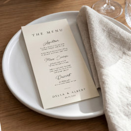 Menu Casamento Caligráfico Minimalista Marfim