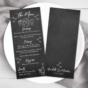 Menu Casamento Caprichoso com Quadro-Negro Desenhado à
