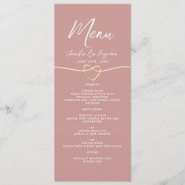 Menu Casamento Cardíaco de Corda Dourada Dusty Rosa