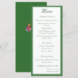 Menu Casamento Católico dos Dois Corações Verde Florest