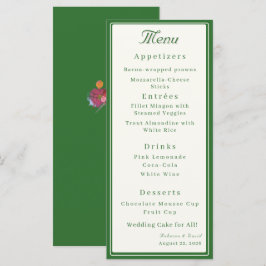 Menu Casamento Católico Forest Green Dois Corações