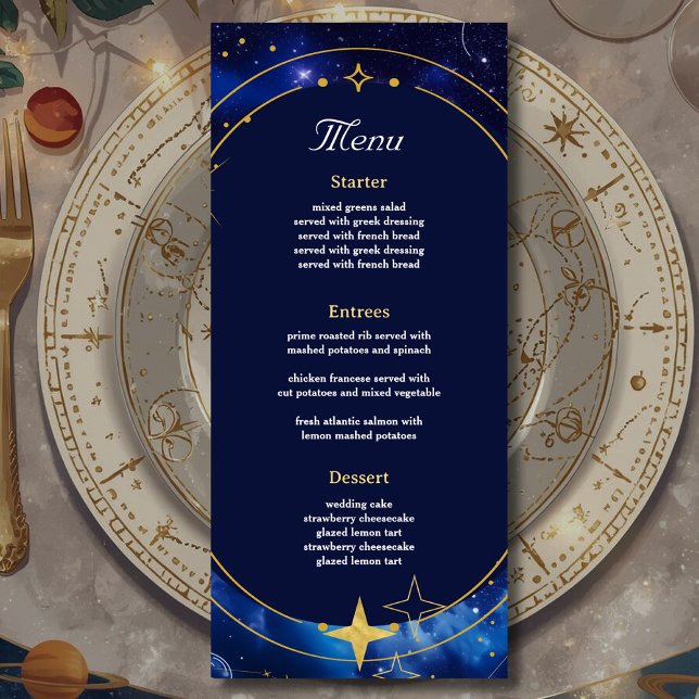 Menu Casamento celeste azul-legante (Criador carregado)