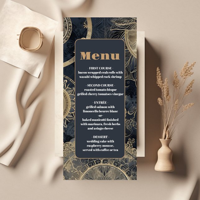 Menu Casamento Celestial Dourado de Prata Elegante (Criador carregado)