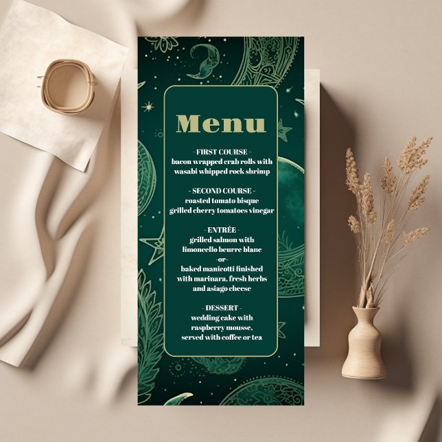 Menu Casamento Celestial Dourado Emerald Green (Criador carregado)