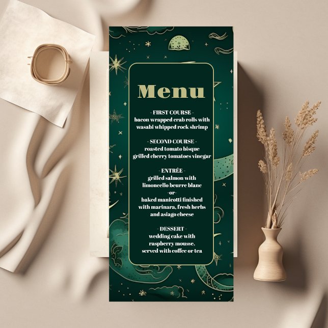 Menu Casamento Celestial em Ouro Verde Esmeralda (Criador carregado)