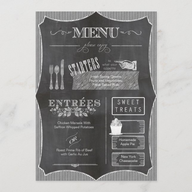 Menu Casamento Chalkboard CBWX (Frente)
