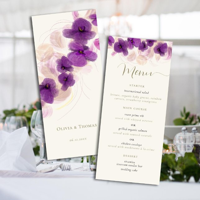 Menu Casamento Chic com Orquídea Roxa Elegante (Criador carregado)