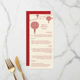 Menu Casamento Chinês Chic com Lanternas Vermelhos de D