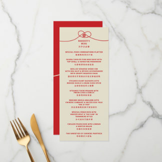 Menu Casamento Chinês de Dupla Felicidade do Red Knot U