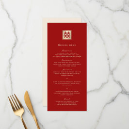 Menu Casamento Chinês de Felicidade Dupla Quadrada Clás