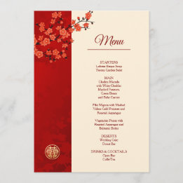 Menu Casamento Chinês de Flor de Cereja Vermelha
