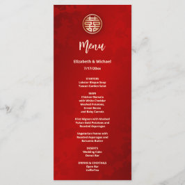 Menu Casamento Chinês Vermelho Moderno