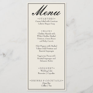 Menu Casamento Chique Preto Branco Antigo Dinheiro
