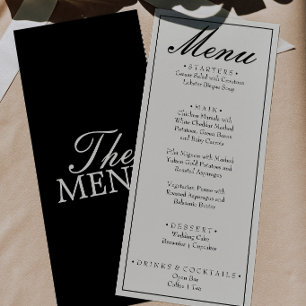 Menu Casamento Chique Preto Branco Antigo Dinheiro