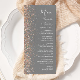 Menu Casamento Cinza Brilho Moderno Pêssego
