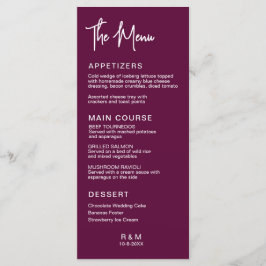 Menu Casamento Clássico Burgundy Elegante